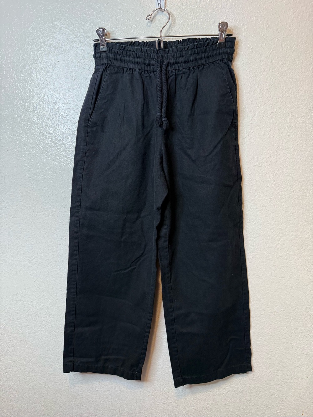 J. Crew Factory Elastic Paper Bag Waist Wide Leg Linen Cotton Blend Pants XSP